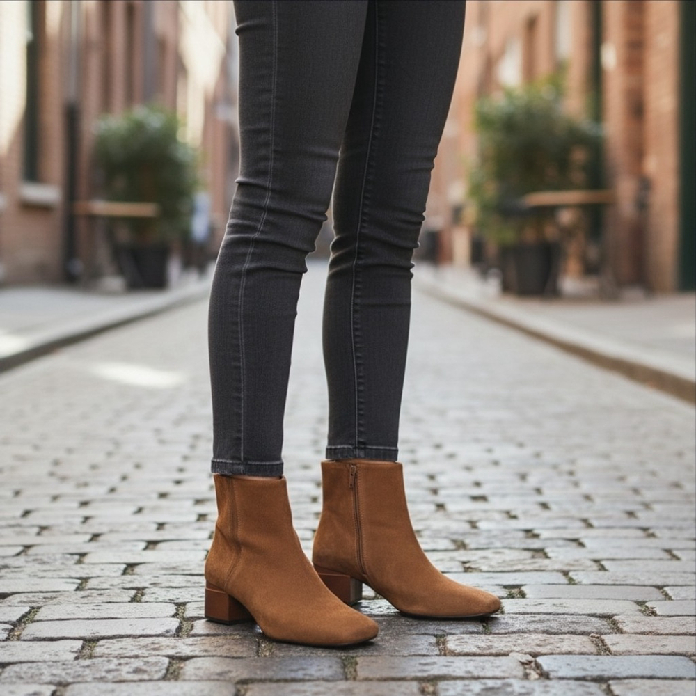 Franco Sarto Classic Suede LEATHER Boots Booties Chocolate Milk Brown SZ 9.5 M